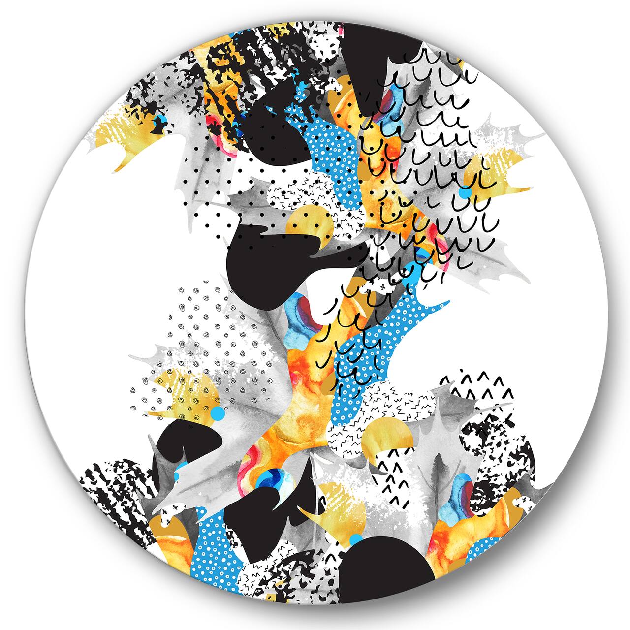 Designart - Minimal Fluid Shapes In Bauhaus Memphis Style - Modern Metal Circle Wall Art